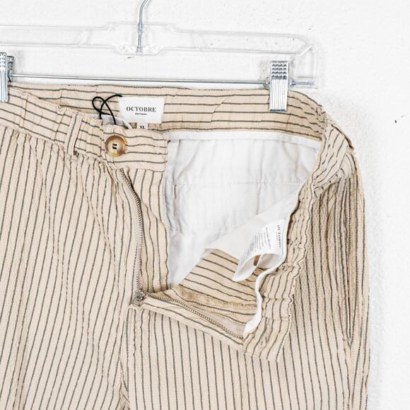 OCTOBRE Editions Seersucker Shane Trouser Pant beige stripe sz XL - Picture 3 of 12